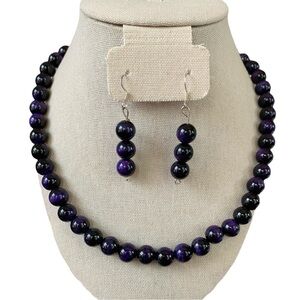 🎉 Bundle 3/$10 Purple Bead Necklace And Earrings